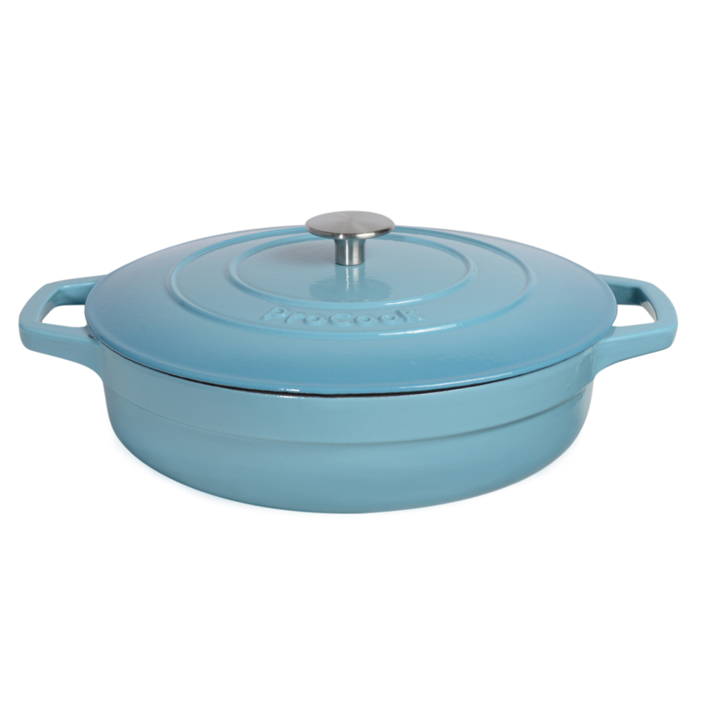 View Turquoise Cast Iron Shallow Casserole Dish 28cm Cookware by ProCook information