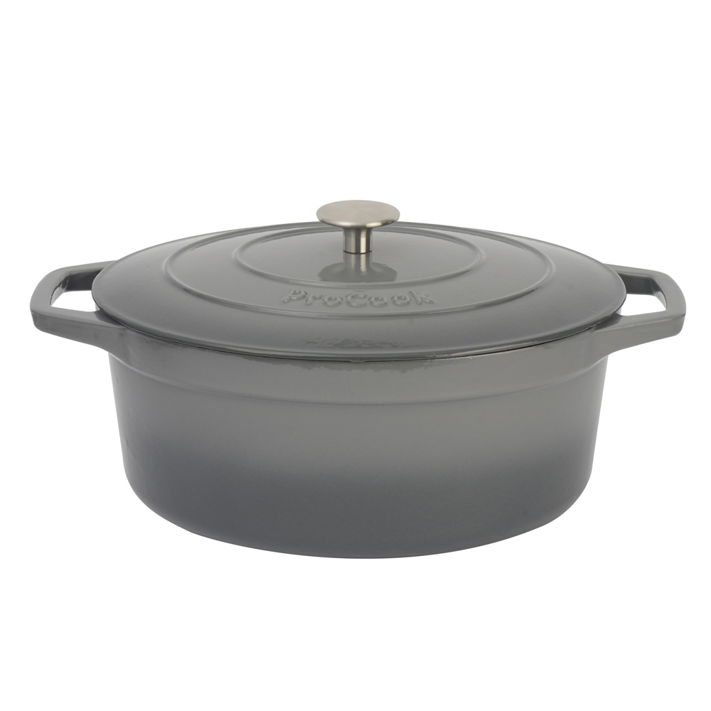 View Grey Oval Cast Iron Casserole Dish 30cm Cookware by ProCook information