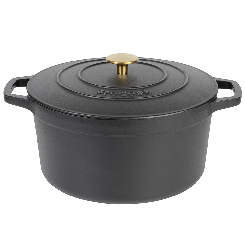 View Black Cast Iron Casserole Dish 73L Cookware by ProCook information