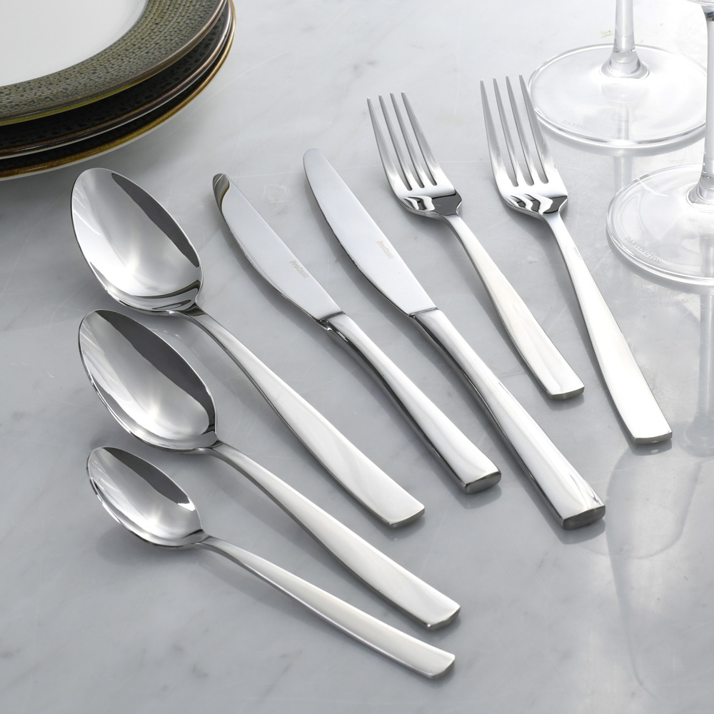 View 28 Piece Stainless Steel Kingston Cutlery Set Tableware by ProCook information