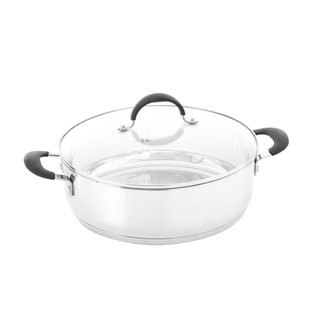 View ProCook Gourmet Stainless Steel Cookware Shallow Casserole Lid 28cm 54L information