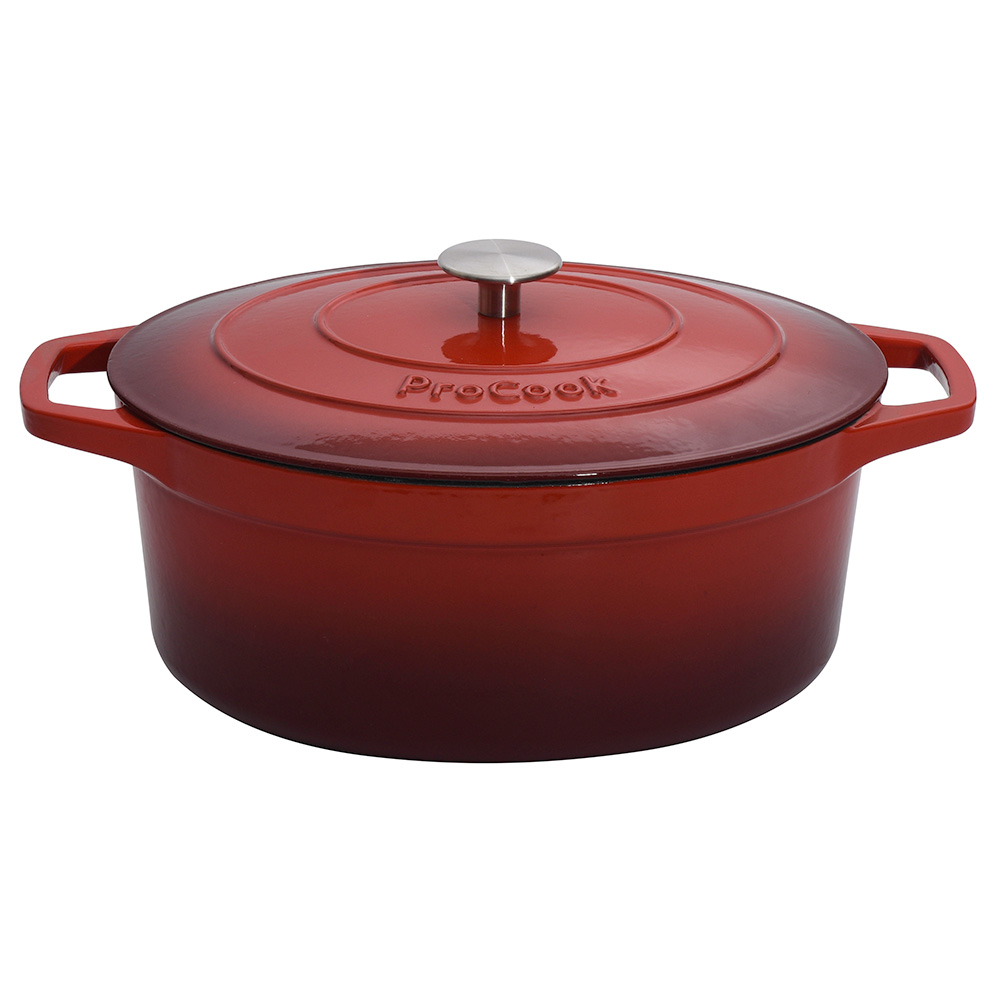 View Red Oval Cast Iron Casserole Dish 62L Cookware by ProCook information