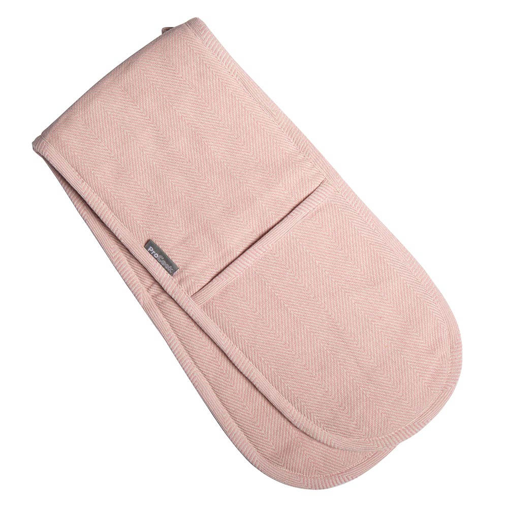 View Double Oven Glove Pink and Grey Kitchen Tools By ProCook information