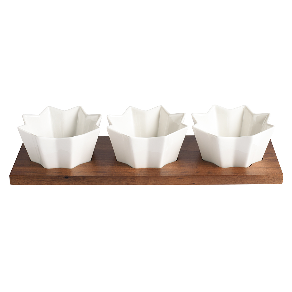 View ProCook Tableware Porcelain and Acacia Dip Serving Set 3 Piece information