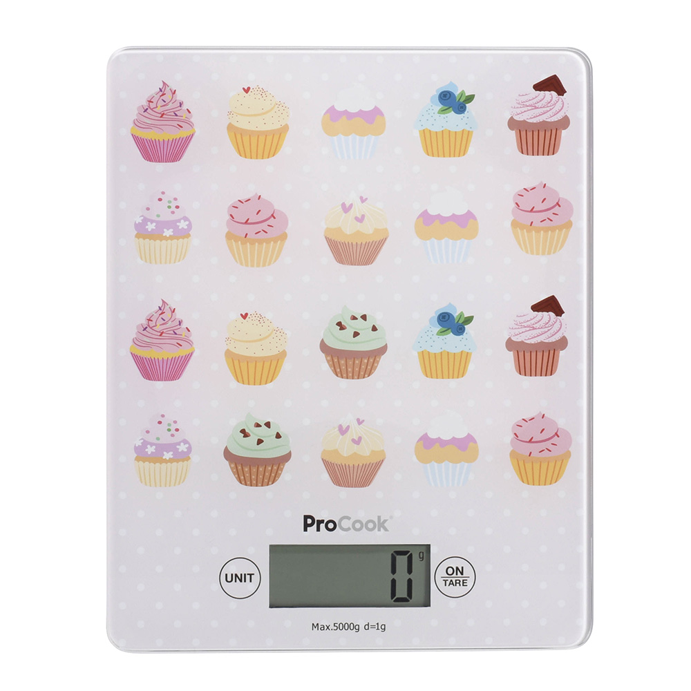 View Glass Baking Scales with Cupcake Design Kitchen Tools by ProCook information