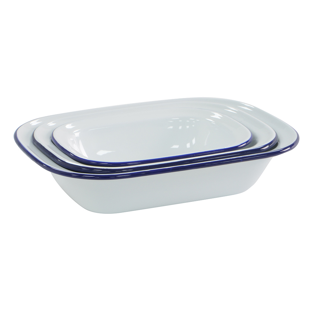 View 3 Blue White Enamel Pie Dishes Bakeware by ProCook information