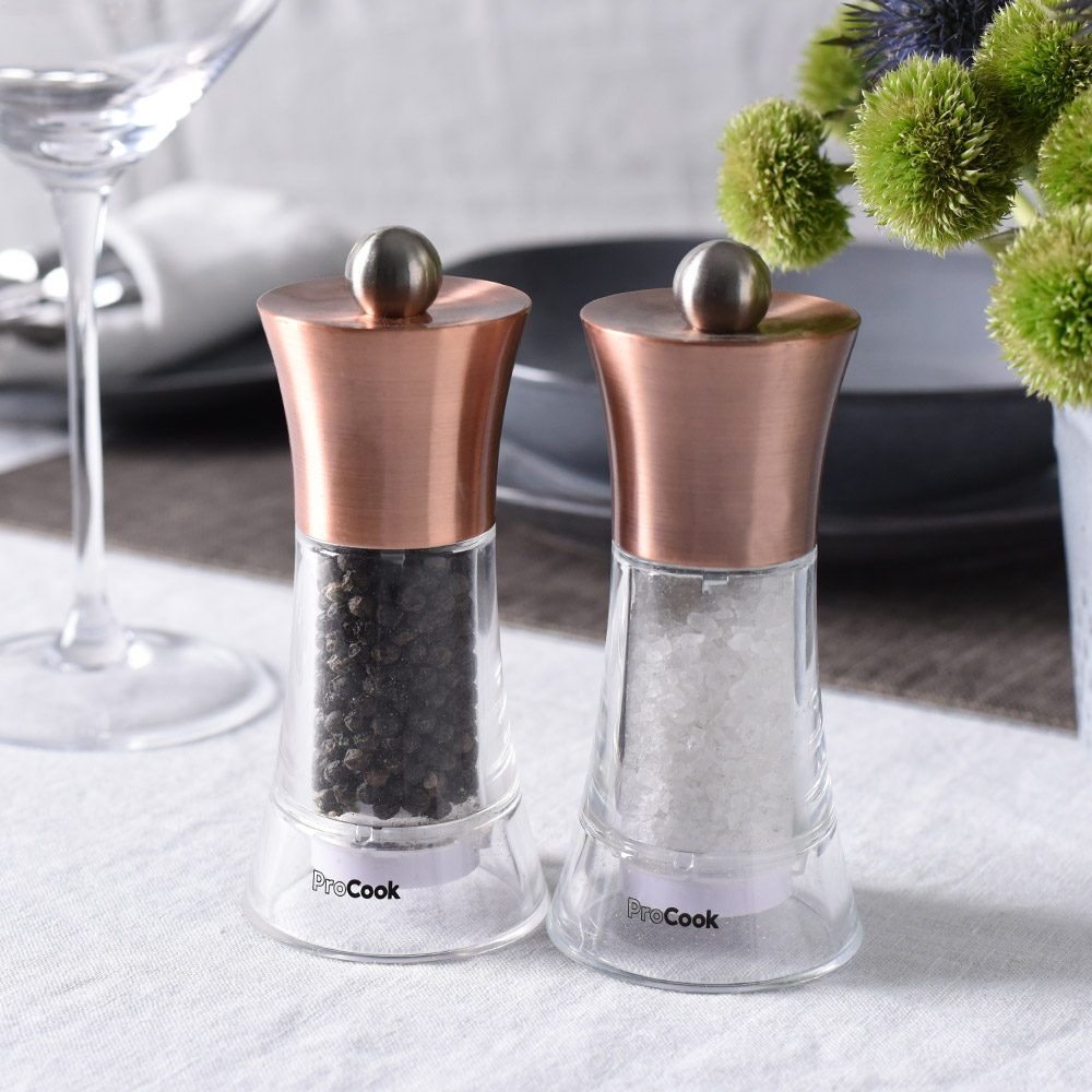 View Copper Salt Pepper Mill Set 13cm Tableware by ProCook information