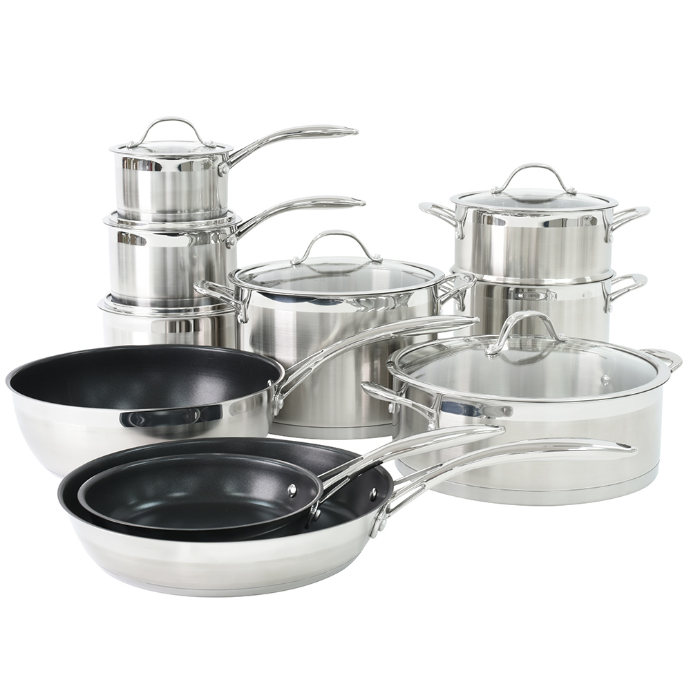 View ProCook Professional Steel Cookware Pots Pans Set 10 Piece information