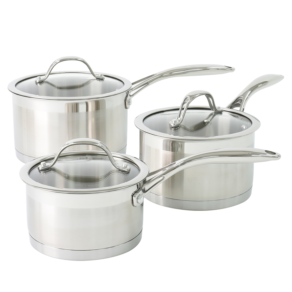 View ProCook Professional Steel Cookware Induction Saucepan Set 3 Piece information