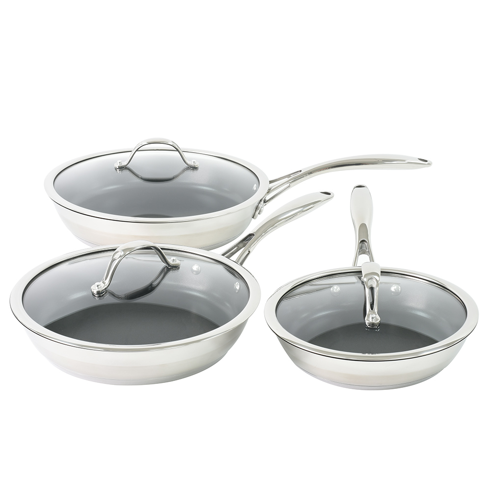 View ProCook Professional Stainless Steel Frying Pan Set with Lid 3 Piece information