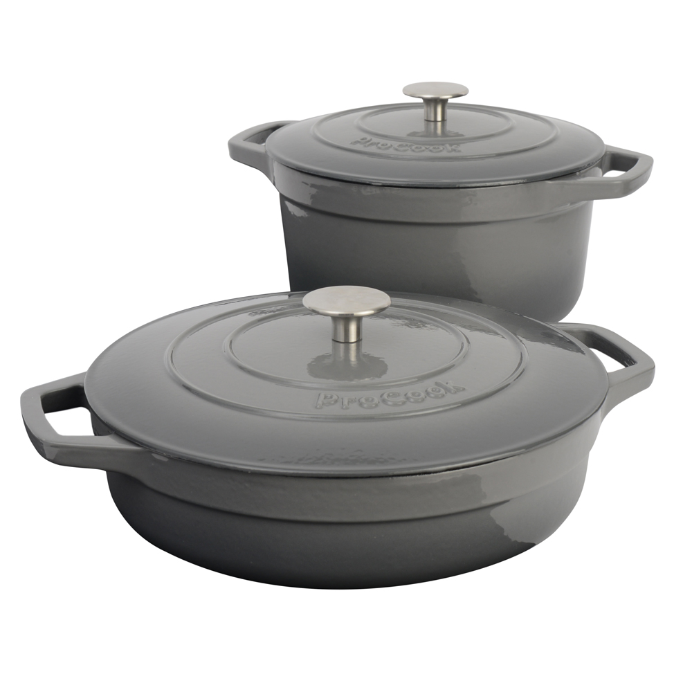View Grey Cast Iron Casserole Dish Set Cookware by ProCook information