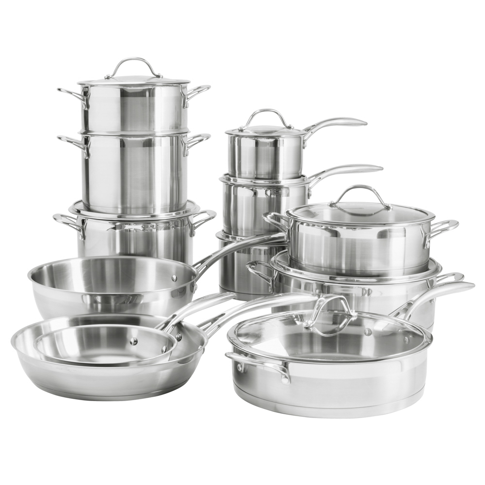 View ProCook Professional Steel Cookware Pots Pans Set 12 Piece information