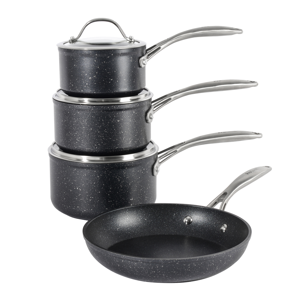 View ProCook Professional Granite Cookware Pots Pans Set 4 Piece information