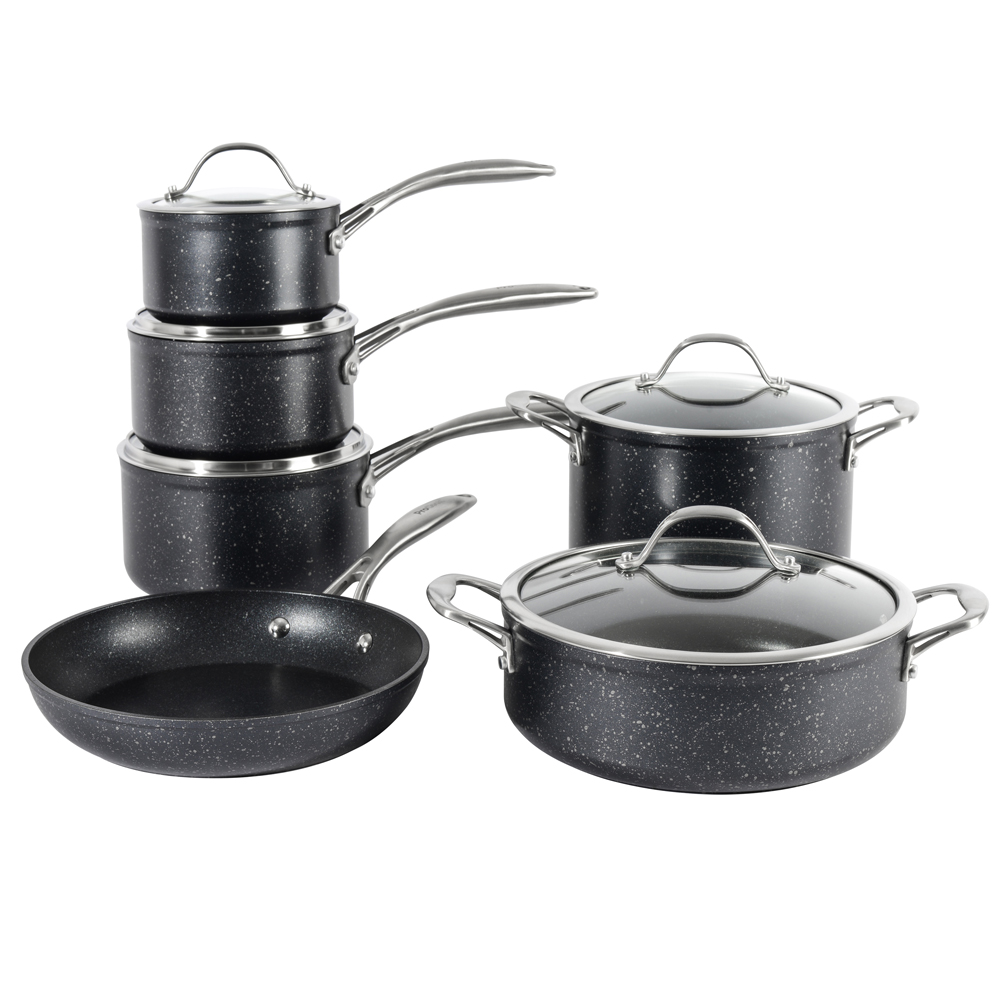 View ProCook Professional Granite Cookware Pots Pans Set 6 Piece information