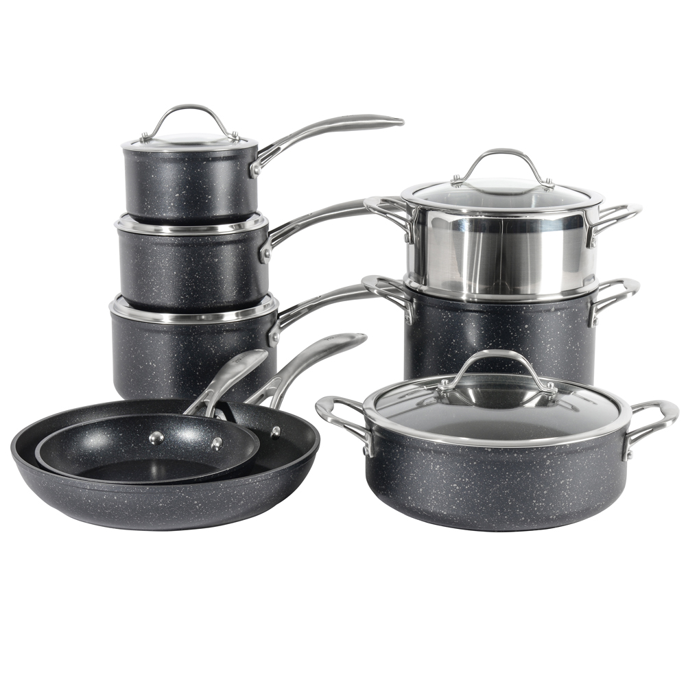 View ProCook Professional Granite Cookware Pots Pans Set 8 Piece information