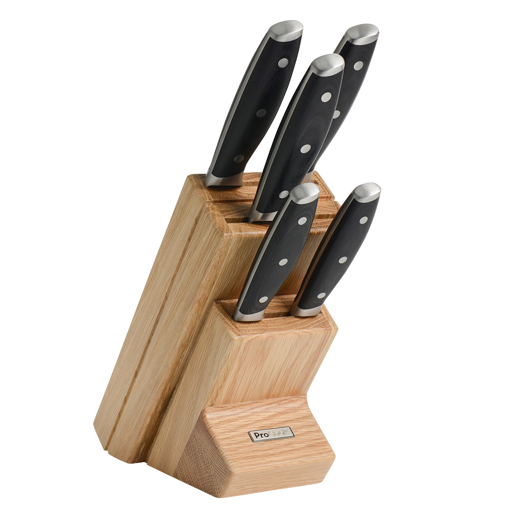 View 5 Piece Knife Set Wooden Block Elite AUS8 Knives by ProCook information