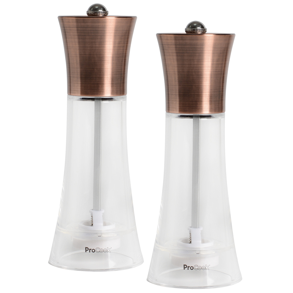 View Copper Acrylic Salt Pepper Mill Set 13cm Tableware by ProCook information