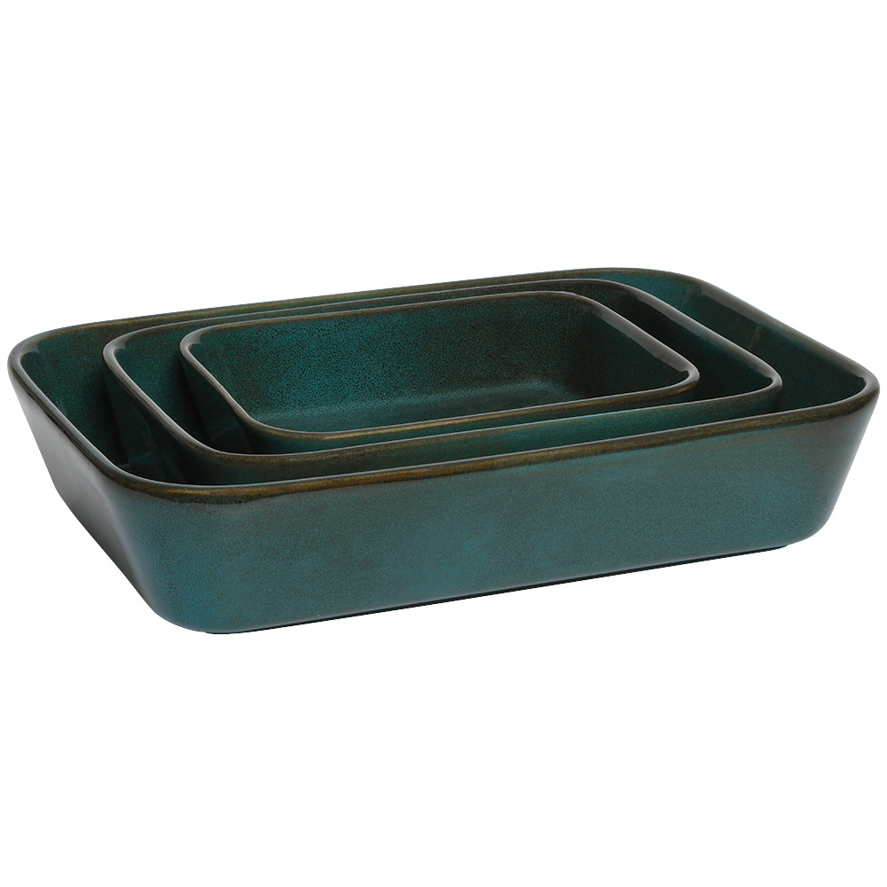 View 3 Reactive Glaze Stoneware Oven Dishes Green Cookware by ProCook information