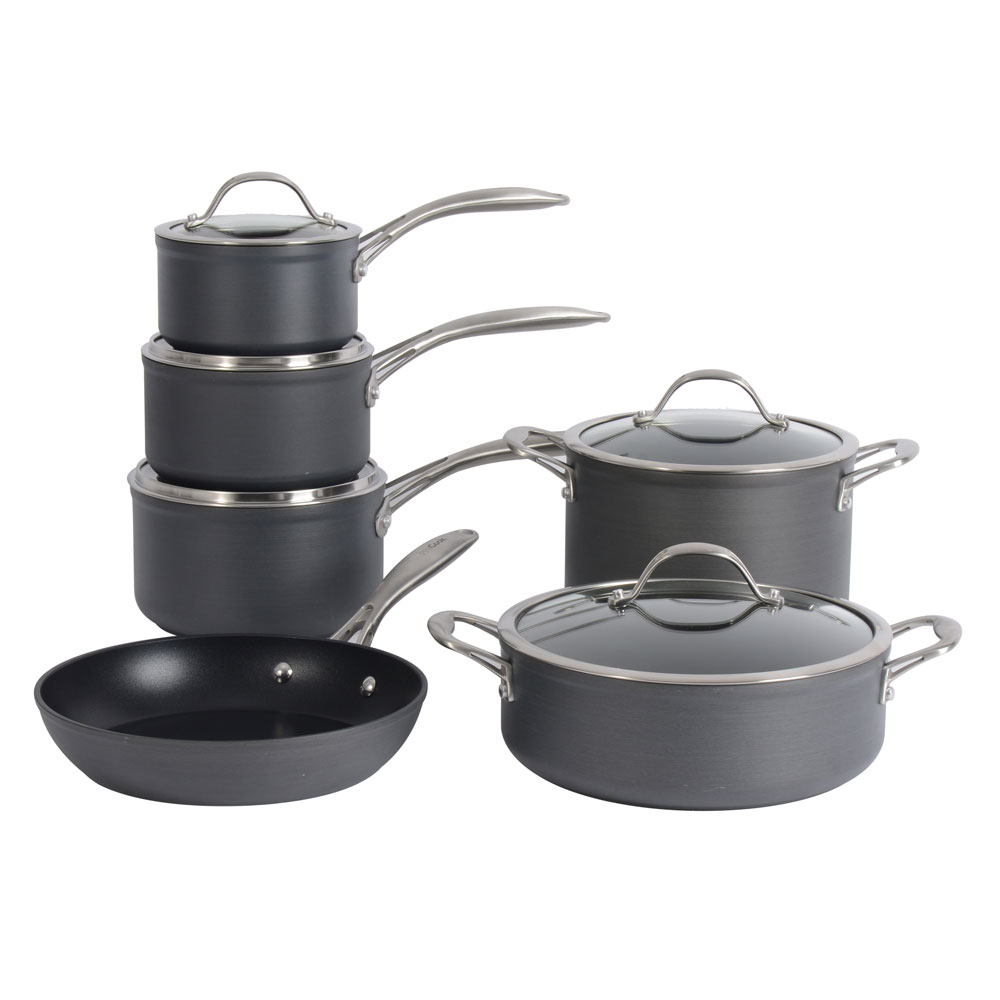View ProCook Professional Anodised Cookware Pots Pans Set 6 Piece information