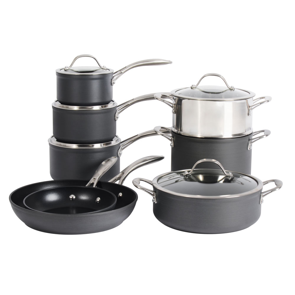 View ProCook Professional Anodised Cookware Pots Pans Set 8 Piece information