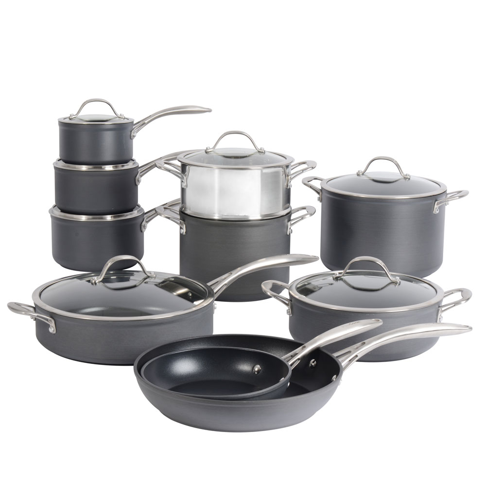 View ProCook Professional Anodised Cookware Pots Pans Set 10 Piece information
