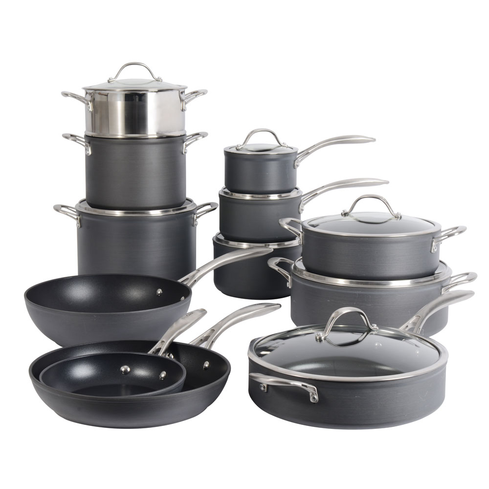 View ProCook Professional Anodised Cookware Pots Pans Set 12 Piece information