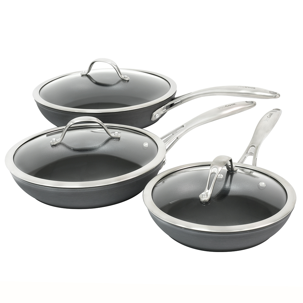 View ProCook Professional Anodised Cookware Frying Pan Set 3 Piece information