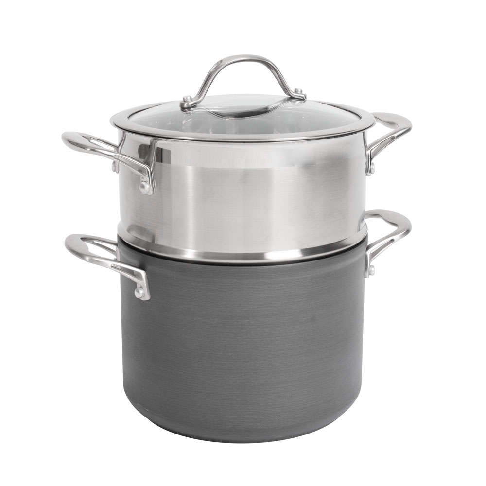 View ProCook Professional Anodised Cookware 1 Tier Stockpot Steamer Set information
