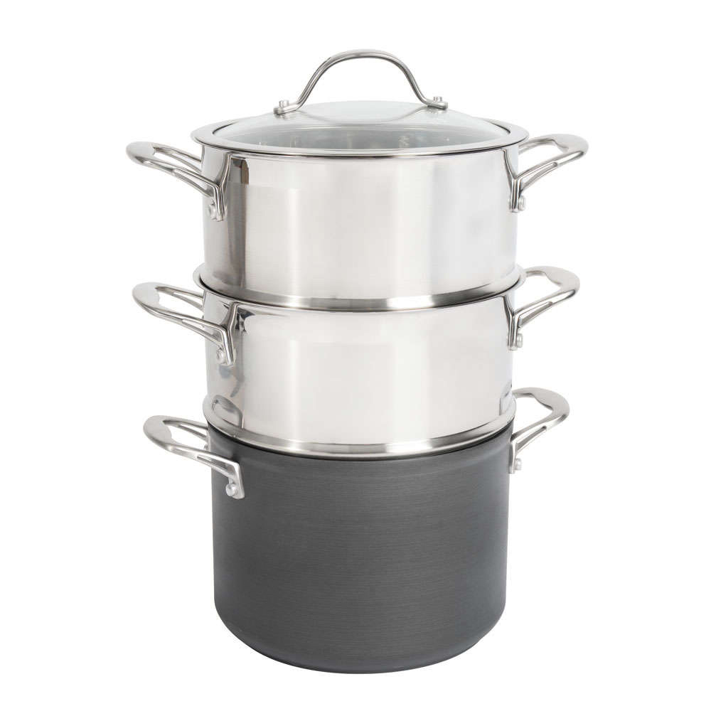 View ProCook Professional Anodised Cookware 2 Tier Stockpot Steamer Set information