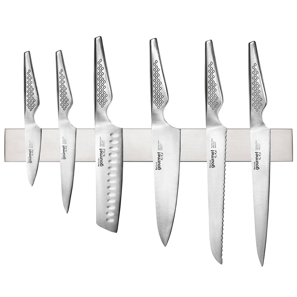 View 6 Piece Knife Set Stainless Steel Rack Gourmet Kiru Knives by ProCook information