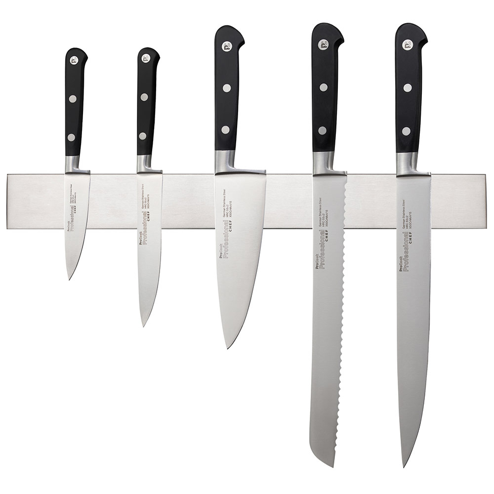View 5 Piece Knife Set Stainless Steel Rack Professional X50 Chef Knives by ProCook information