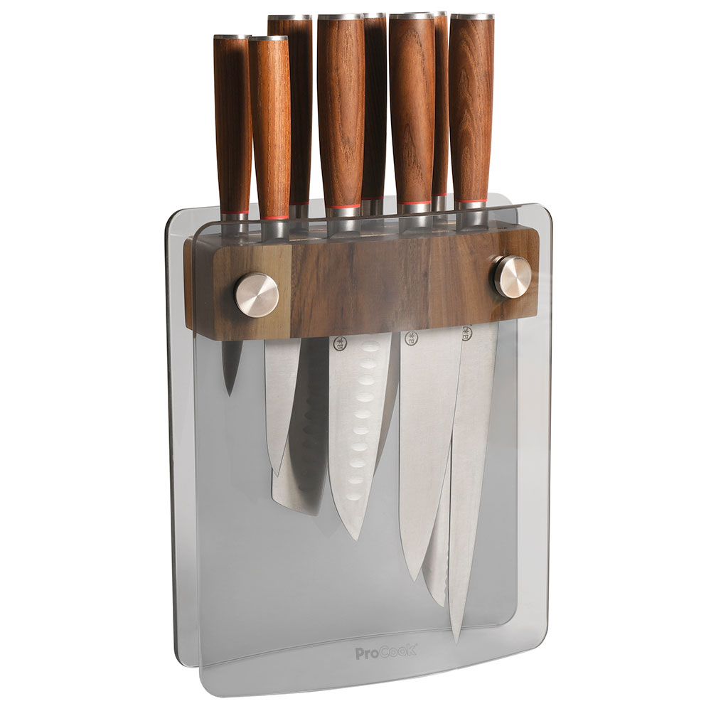 View 8 Piece Knife Set with Glass Acacia Block Nihon X50 Knives by ProCook information