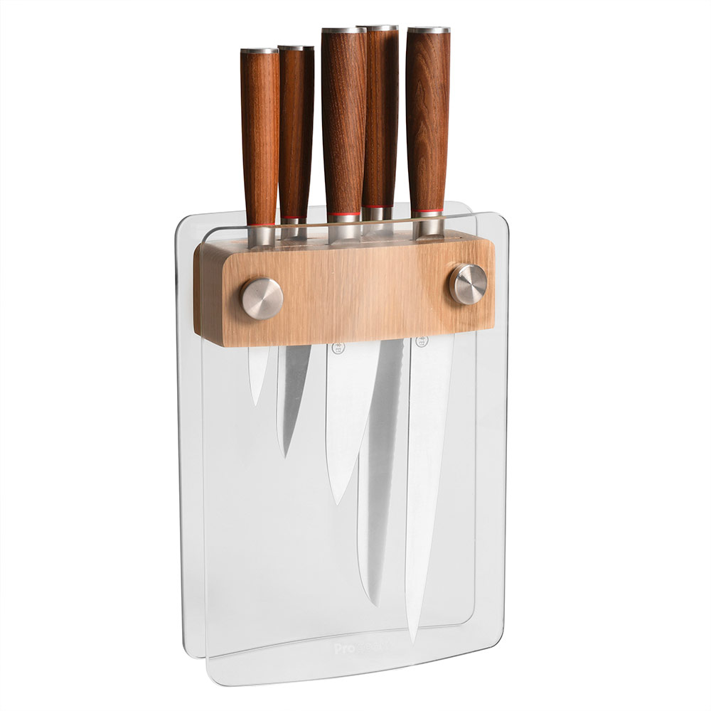 View 5 Piece Knife Set with Glass Oak Block Nihon X50 Knives by ProCook information