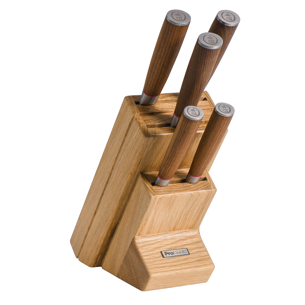 View 5 Piece Knife Set Wooden block Nihon X50 Knives by ProCook information