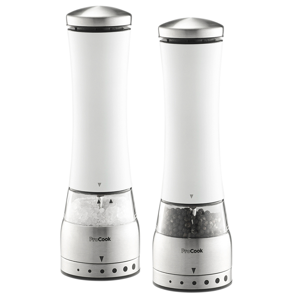 View ProCook Tableware Electric Stainless Steel Salt or Pepper Mill Set 21cm information