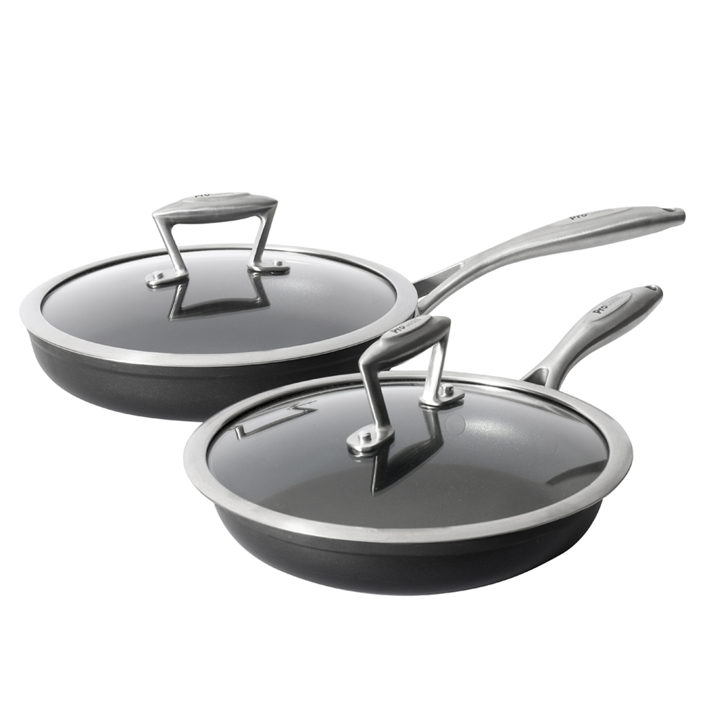 View ProCook Elite Forged Cookware Frying Pan with Lid Set 22cm and 26cm information