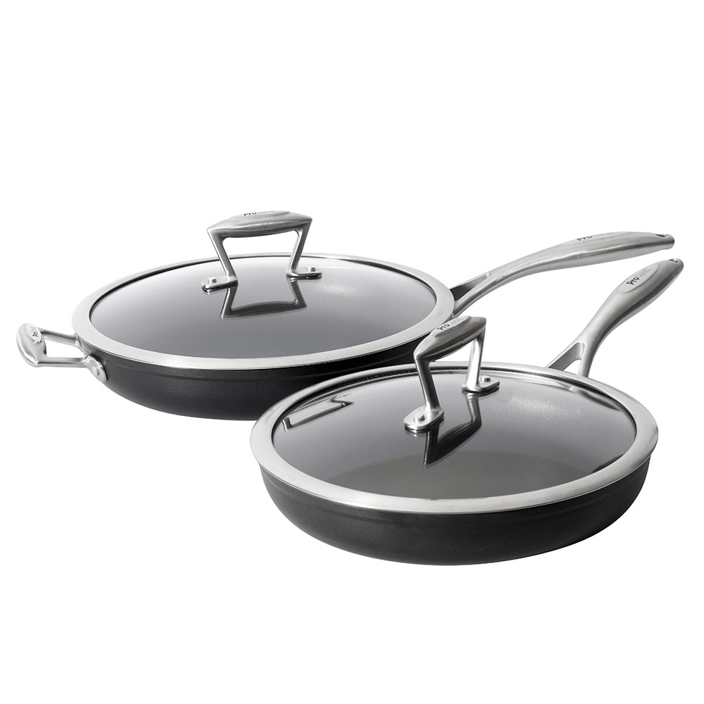 View ProCook Elite Forged Cookware Frying Pan with Lid Set 26cm and 30cm information