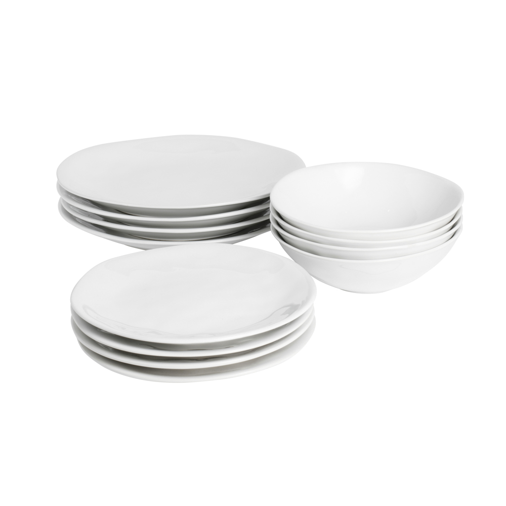 View ProCook Malmo Tableware White 12 Piece Dinner Set with Cereal Bowls 4 Settings information