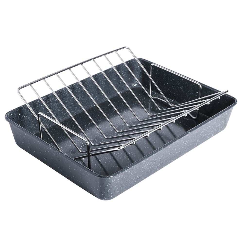 View NonStick Granite Roasting Tin with VShaped Rack 41 x 31cm Bakeware by ProCook information