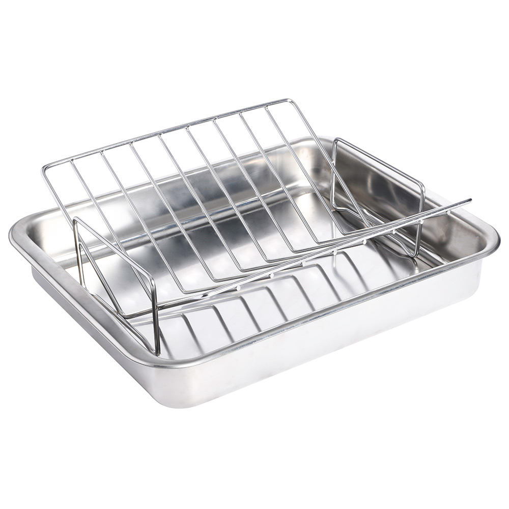 View Stainless Steel Roasting Tin with VShape Rack 32 x 43cm Bakeware by ProCook information