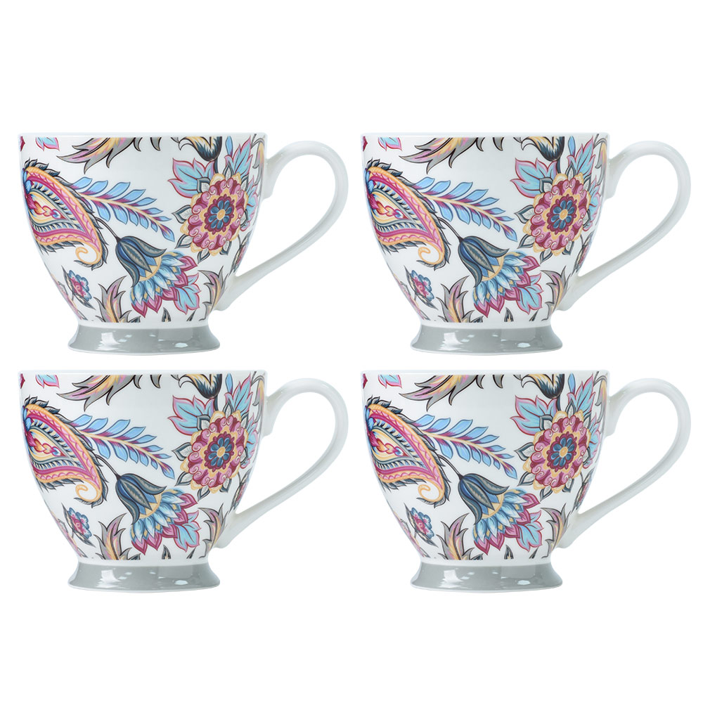 View ProCook Tableware Bright Paisley Footed Mugs Set of 4 information