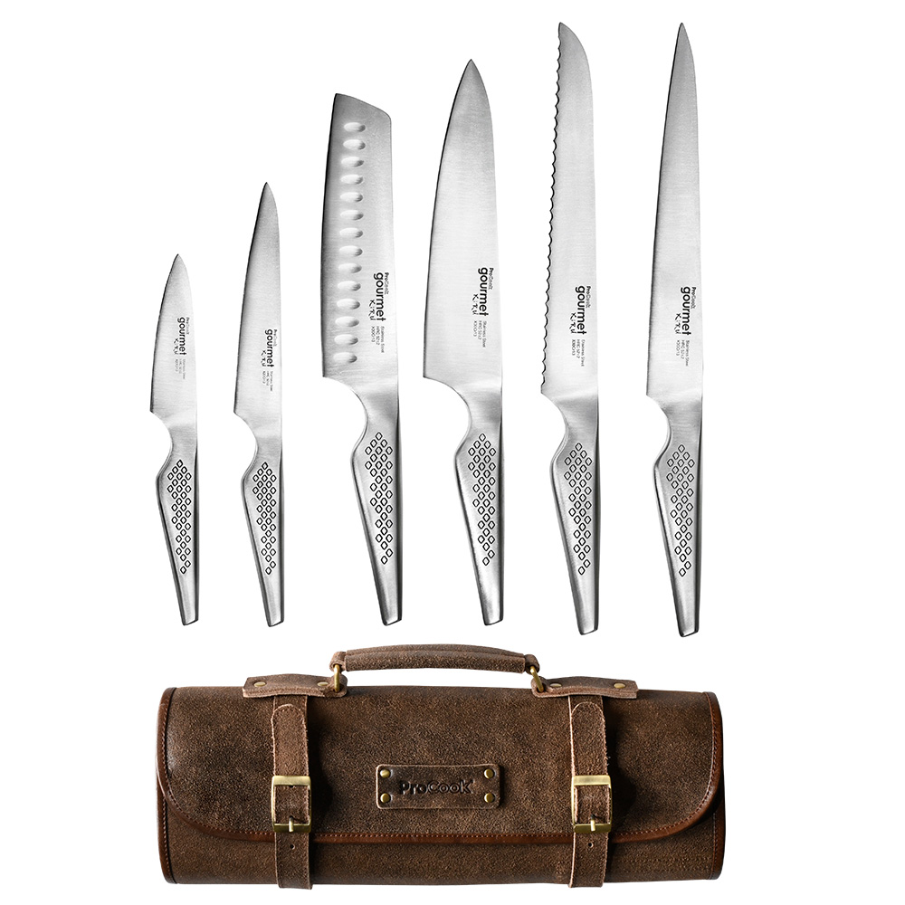 View 6 Piece Knife Set Leather Case Gourmet Kiru Knives by ProCook information