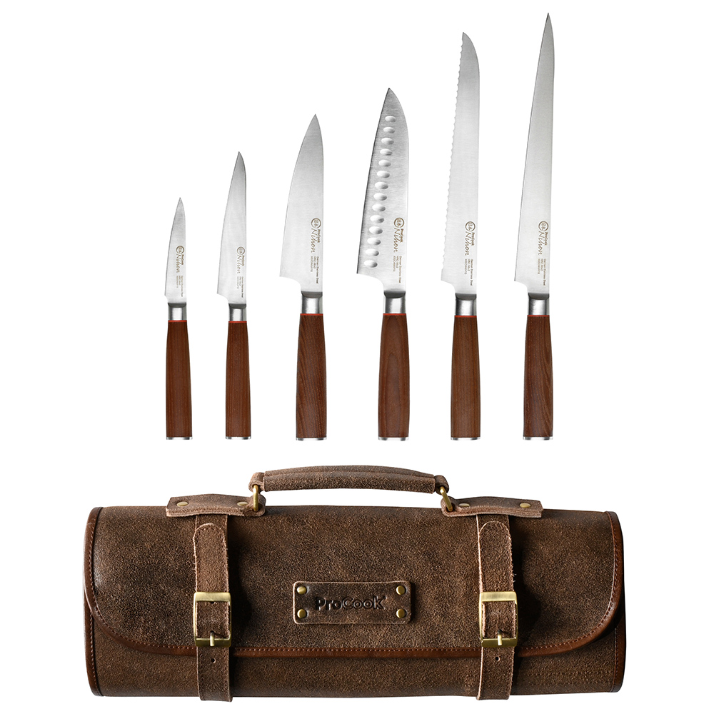 View 6 Piece Knife Set Leather Case Professional X50 Nihon Knives by ProCook information