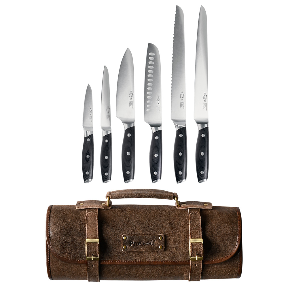 View 6 Piece Knife Set Leather Case Elite AUS8 Knives by ProCook information