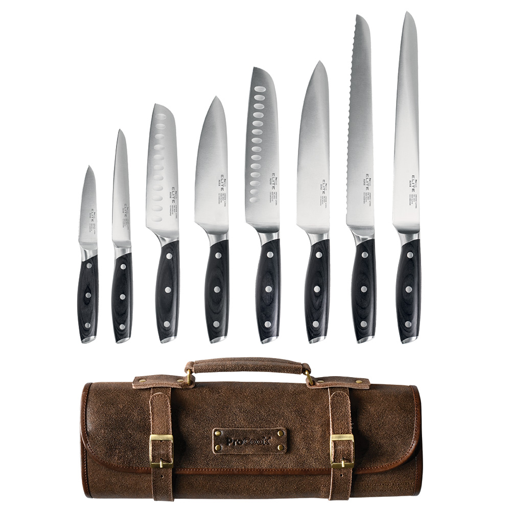 View 8 Piece Knife Set Leather Case Elite AUS8 Knives by ProCook information