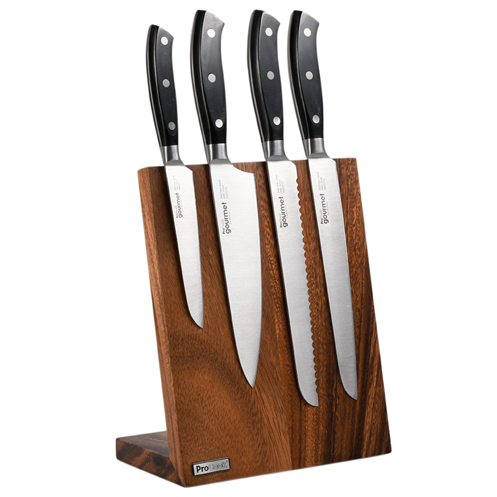 View 4 Piece Knife Set Walnut Magnetic Block Gourmet Classic Knives by ProCook information