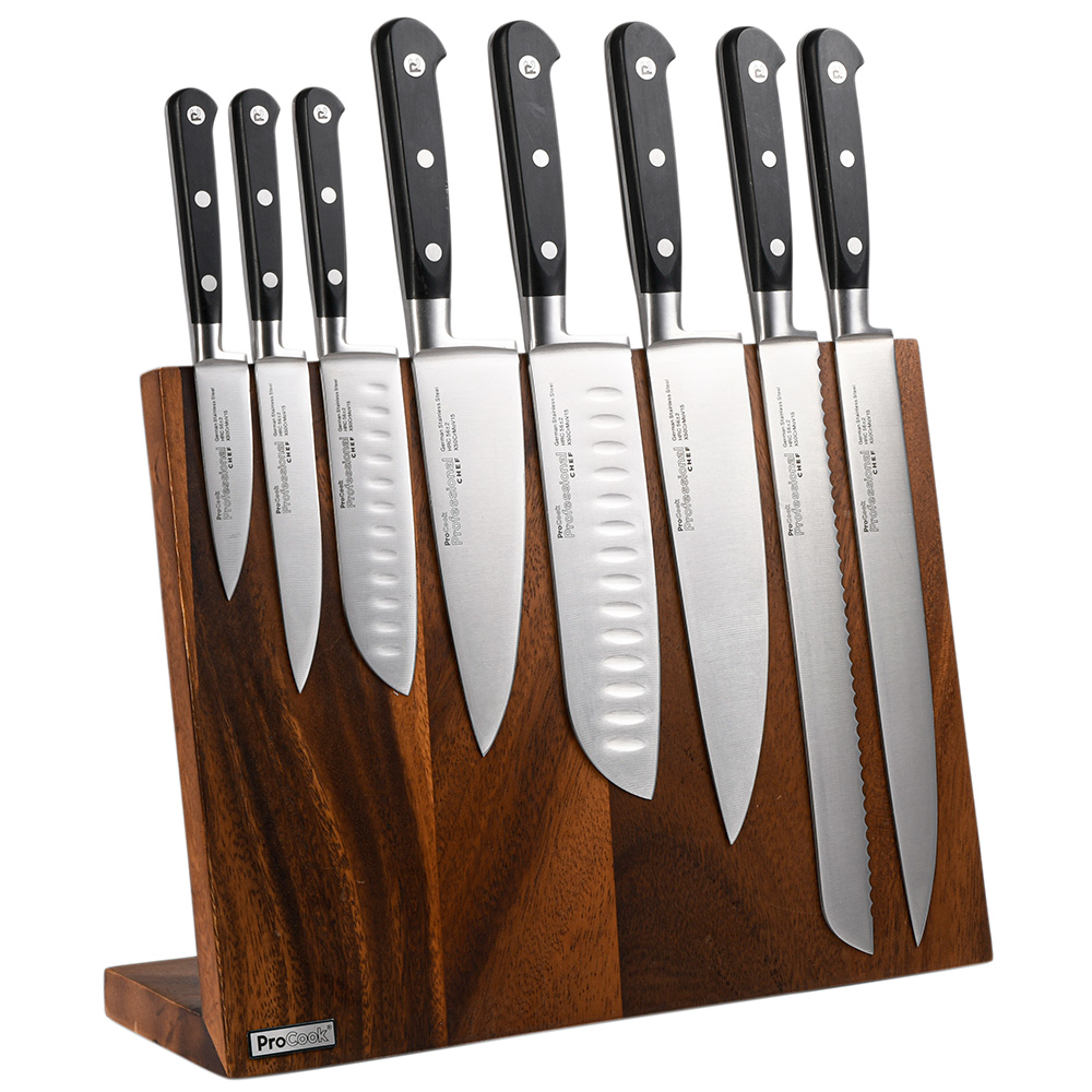 View 8 Piece Knife Set Walnut Magnetic Block Professional X50 Chef Knives by ProCook information