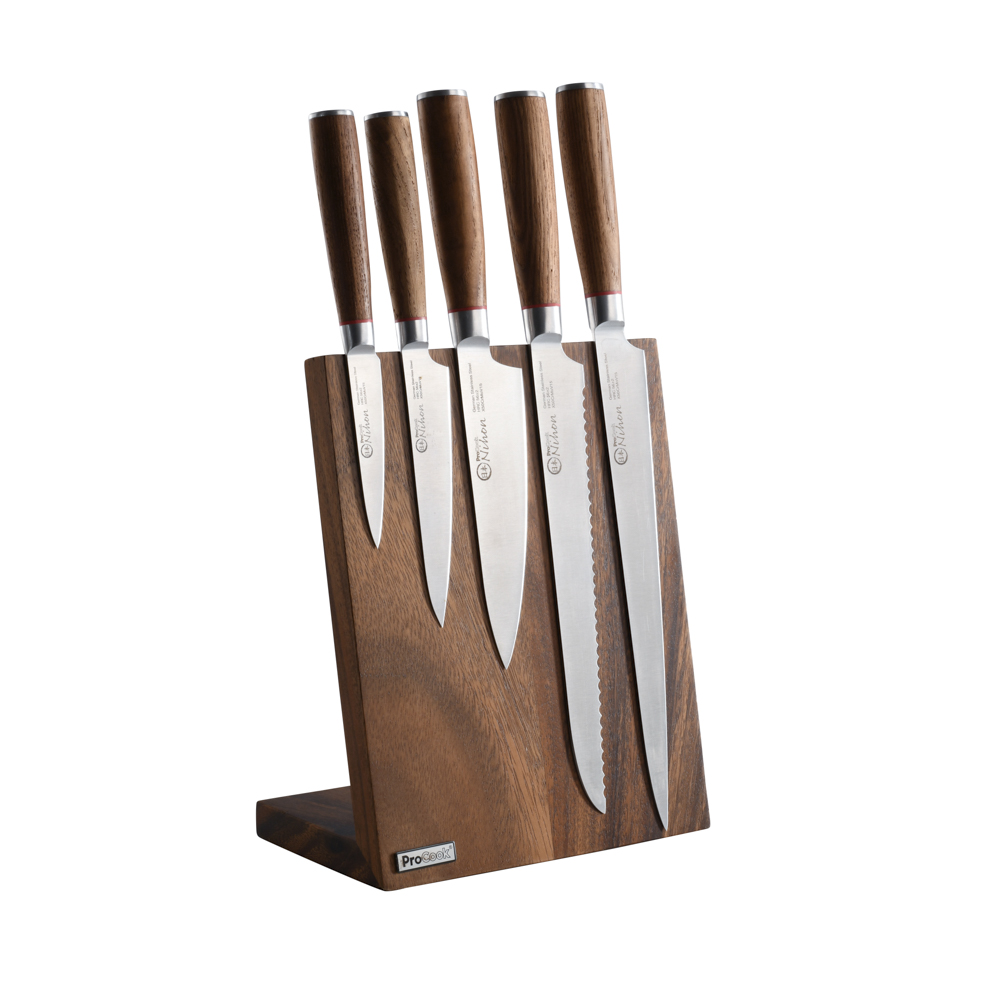 View 5 Piece Knife Set Walnut Magnetic Block Nihon X50 Knives by ProCook information