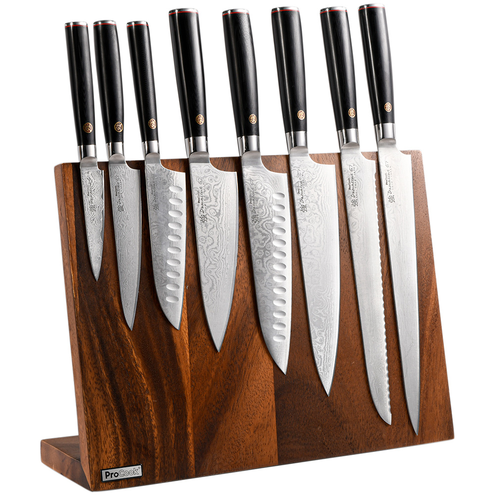 View 8 Piece Knife Set Walnut Magnetic Block Damascus 67 Knives by ProCook information