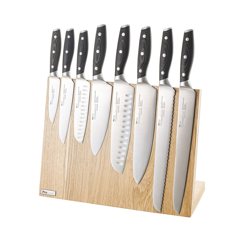 View 8 Piece Knife Set Magnetic Block Professional X50 Contour Knives by ProCook information